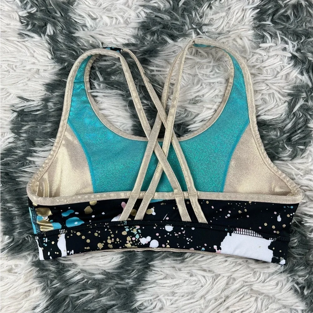 Justice Kids Girls Dance Gymnastics Sports Bra Multi-color Sz M (10) Reversible